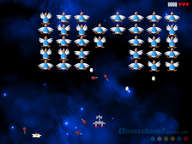 Giao diện chơi game Chicken Invaders