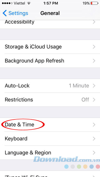 Nhấn vào Date & Time Nhấn vào Date & Time