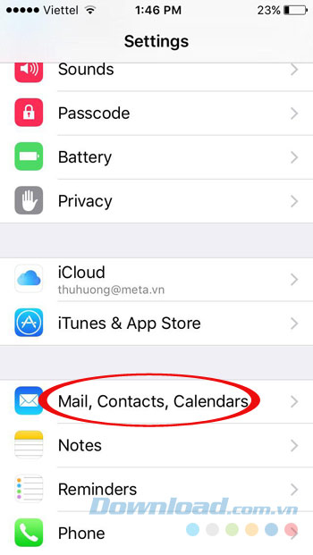 Nhấn vào Mail Nhấn vào Mail