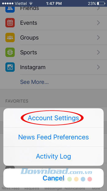 Cài đặt tài khoản Cài đặt tài khoản