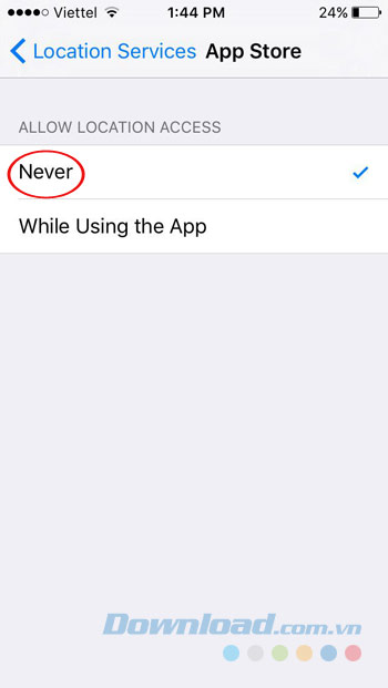 Tắt định vị từng ứng dụng Tắt định vị từng ứng dụng