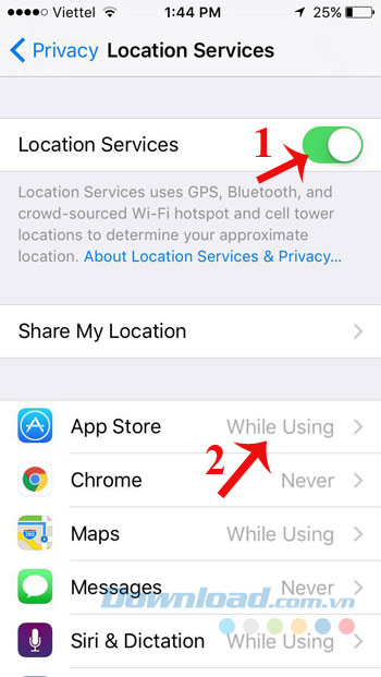 Tắt định vị Tắt định vị