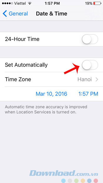 Tự động cập nhật thời gian Tự động cập nhật thời gian