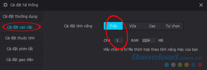 Cài đặt cao cấp Cài đặt cao cấp
