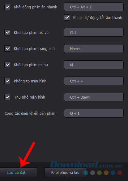 Sửa lại phím tắt Sửa lại phím tắt