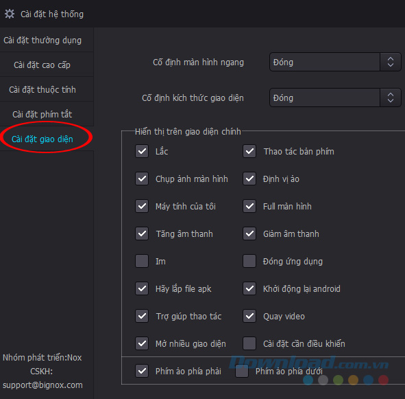 Cài đặt giao diện Cài đặt giao diện