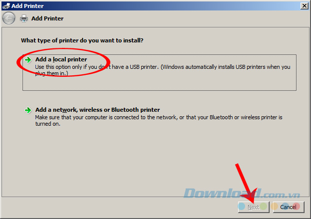 Add local printer