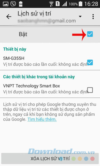 Tắt lịch sử vị trí Google