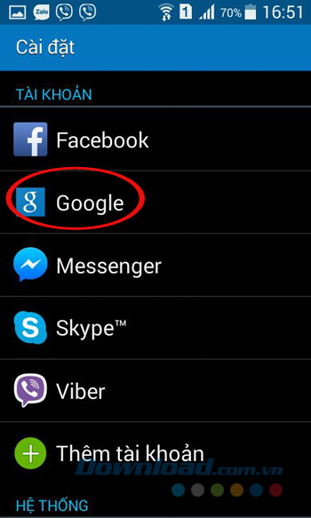 Nhấn vào Google Nhấn vào Google