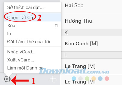 Chọn tất cả danh bạ Chọn tất cả danh bạ