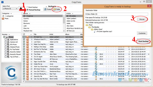 Sao lưu thư viện nhạc Sao lưu thư viện nhạc