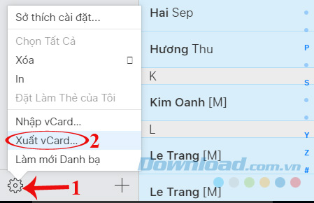 Xuất sang vCard Xuất sang vCard