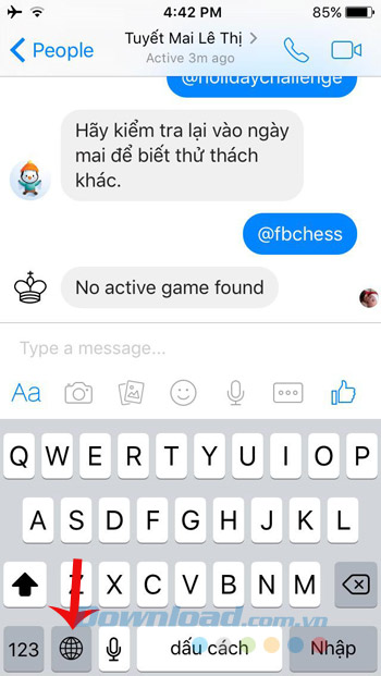 Nhấn vào biểu tượng quả cầu