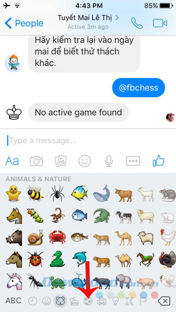 Nhấn vào biểu tượng quả bóng