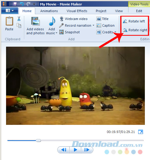 Giao diện chính của Movie Maker