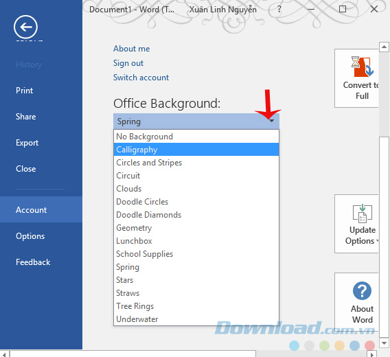 Thay đổi hoa văn nền Thay đổi hoa văn nền