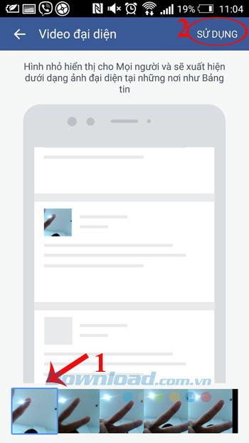 Chọn hình thu nhỏ avatar Faccebook