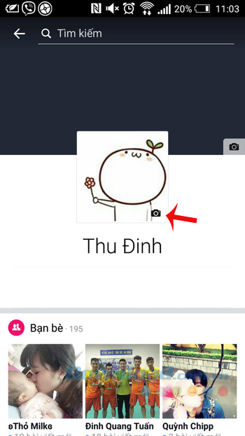 Nhấn vào ảnh đại diện Facebook