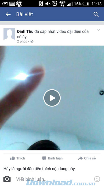 Thông báo cập nhật video đại diện trên tường