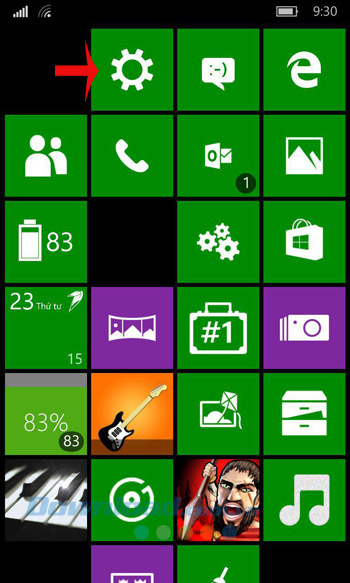 Nhấn vào Cài đặt Nhấn vào Cài đặt