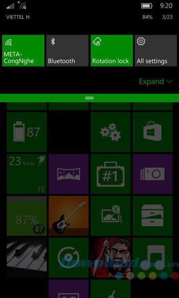 Thu gọn thanh thông báo Thu gọn thanh thông báo