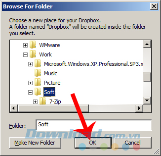 Chọn vị trí cài đặt mới cho Dropbox Chọn vị trí cài đặt mới cho Dropbox