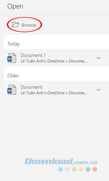 Chọn mở file Chọn mở file