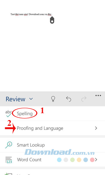 Nhấn vào Spelling Nhấn vào Spelling