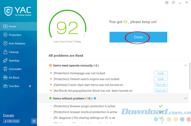 Hoàn tất quá trình quét hệ thống