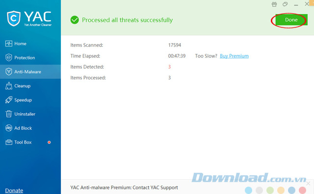 Kết thúc quá trình diệt Malware