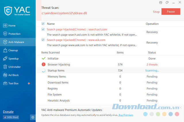 Quá trình quét Malware