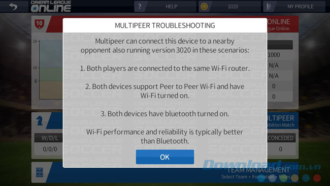Hướng dẫn kết nối để chơi hai người trong game Dream League Soccer