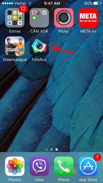 Mở ứng dụng FotoRus