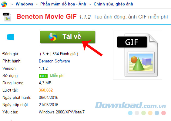 Tải về phần mềm Beneton Movie GIF