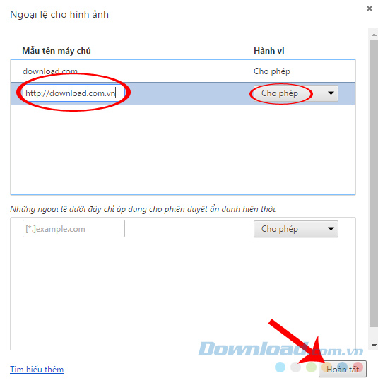 Thêm ngoại lệ Thêm ngoại lệ