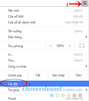 Vào phần Cài đặt Vào phần Cài đặt