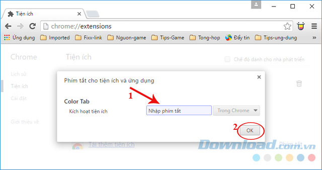 Nhập phím tắt Nhập phím tắt