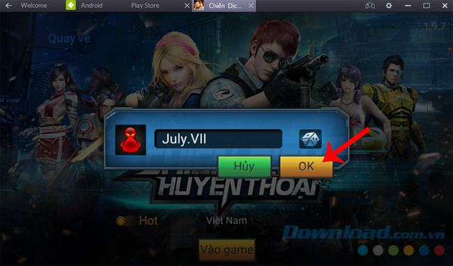 Đặt tên cho nhân vật trong game Chiến dịch huyền thoại