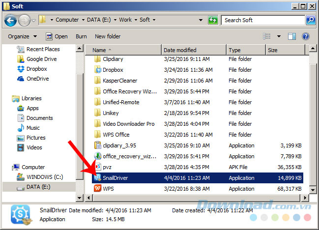 cài đặt Snail Driver