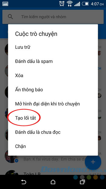 Tạo lối tắt trò chuyện