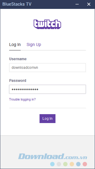 Log in vào tài khoản Twitch
