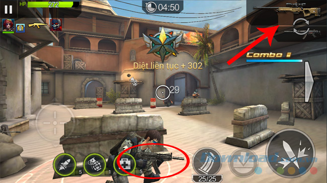 Thay đổi súng trong khi chơi game Chiến Dịch Huyền Thoại