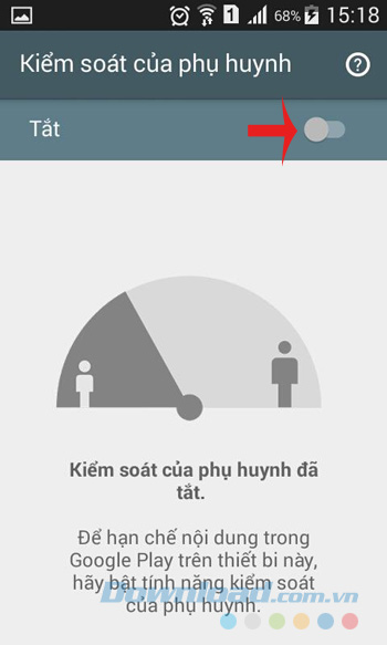 Bật kiểm soát của phụ huynh