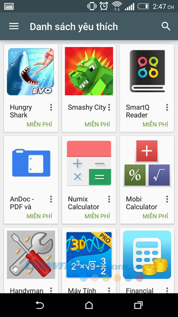 Liệt kê danh sách yêu thích