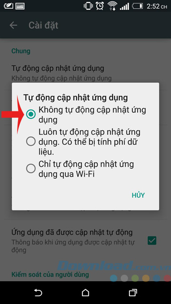 Tắt tự động cập nhật ứng dụng
