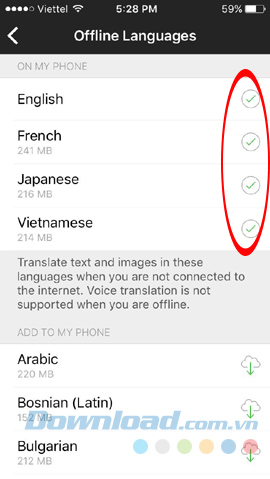 Ngôn ngữ đã tải 
