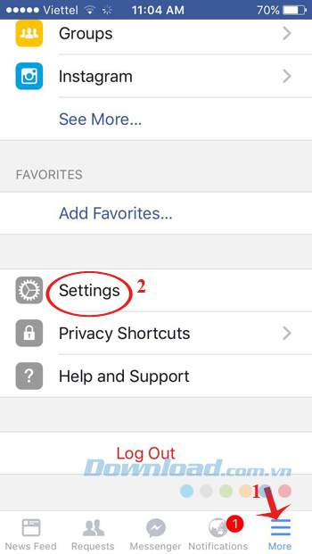 Vào phần Cài đặt