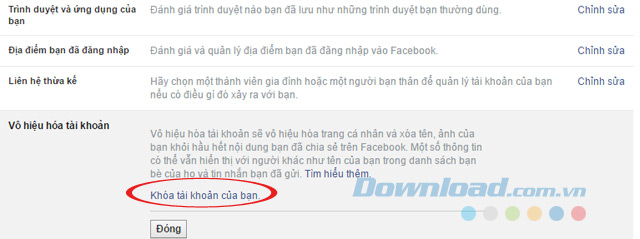 Khóa tài khoản Facebook