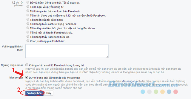 Vô hiệu hóa Facebook