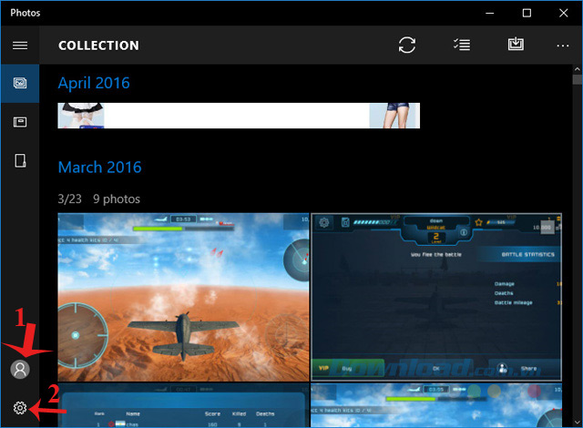 Nhấn vào biểu tượng Settings Nhấn vào biểu tượng Settings